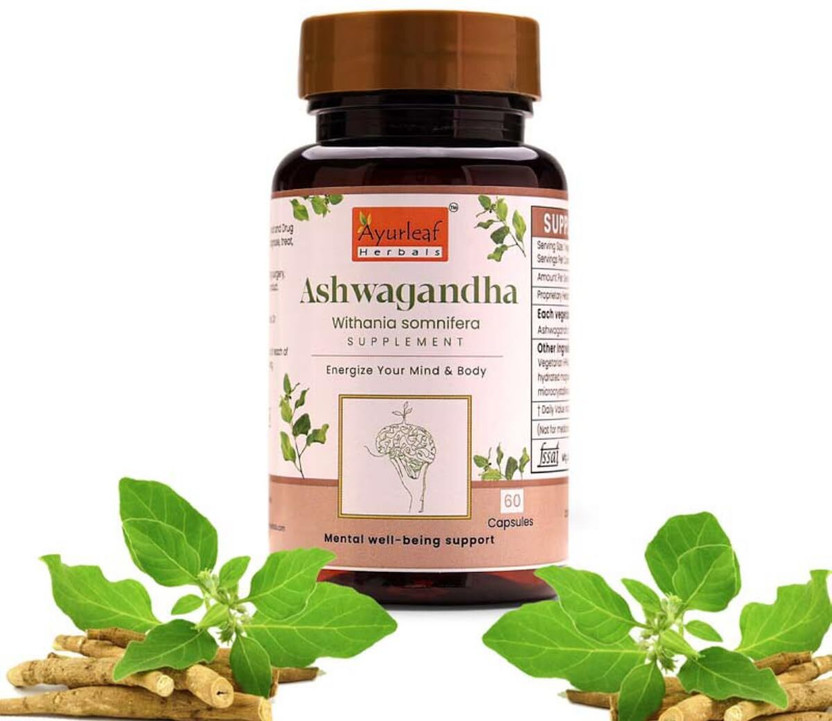 AYURLEAF HERBALS Ashwagandha Capsules | Natural Extracts for Immunity & Strength Support(60 Capsules)