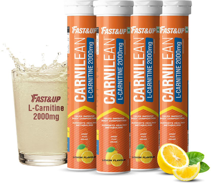 FAST&UP L-Carnitine Tartrate 2000mg, Helps Convert Fat into Energy, Lemon Flavor(4 x 20 Tablets)