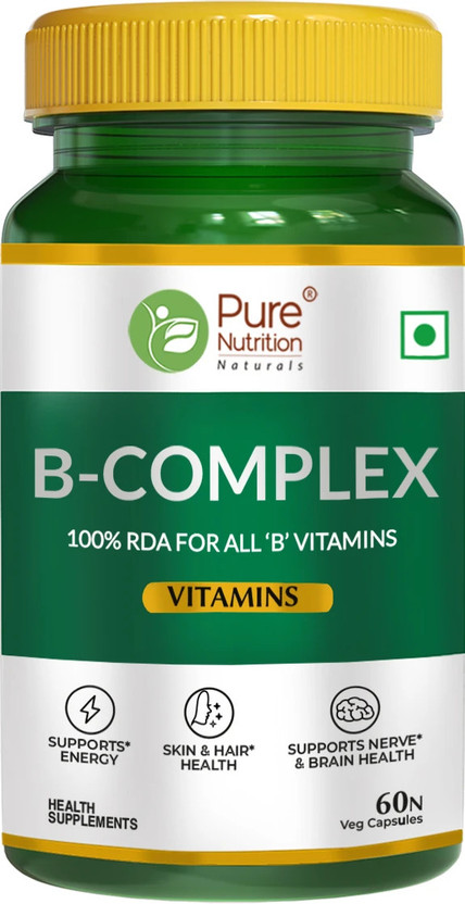 Pure Nutrition Vitamin B Complex | Formation of Red Blood Cells Health & Support Nervous System(60 Capsules)