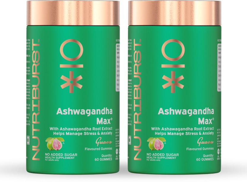 Nutriburst Ashwagandha Max Gummies Stress Anxiety & Immunity Booster(2 x 60 No)