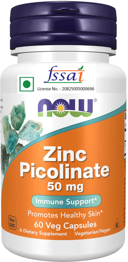 Now Foods Zinc Picolinate 50 mg 60 Veg Capsules.(60 Capsules)