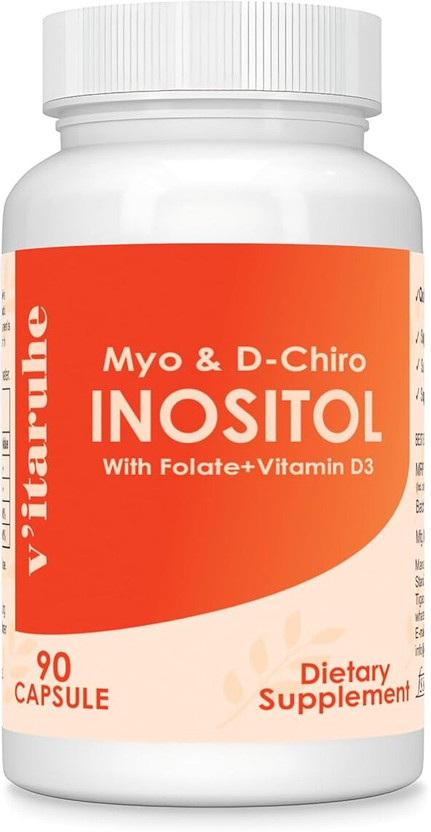 vitaruhe Myo & D-Chiro Inositol with Folate and Vitamin D3-90 Vegetarian Capsules(90 Capsules)