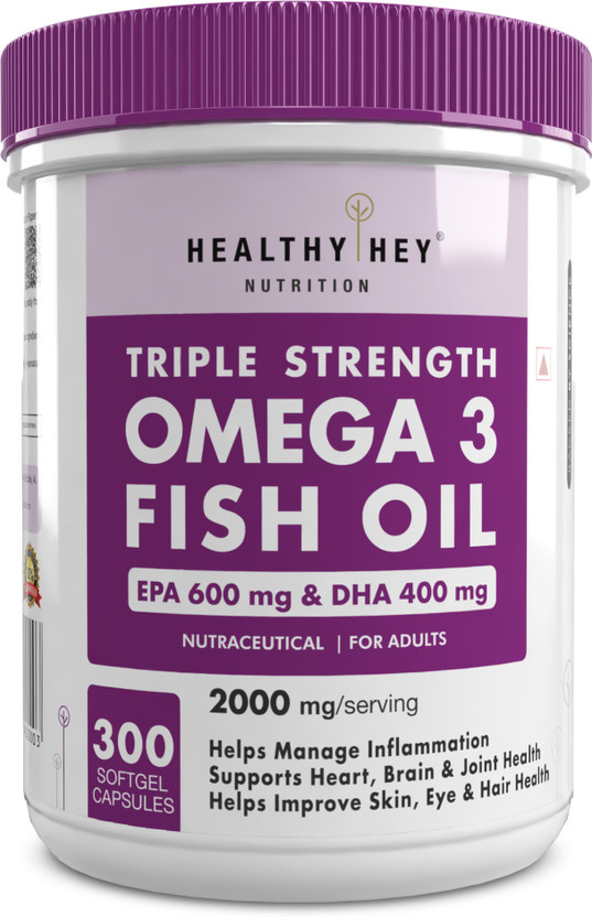 HealthyHey Nutrition Fish Oil Omega 3 - (EPA 300 - DHA 200) - 300 Softgel(300 No)