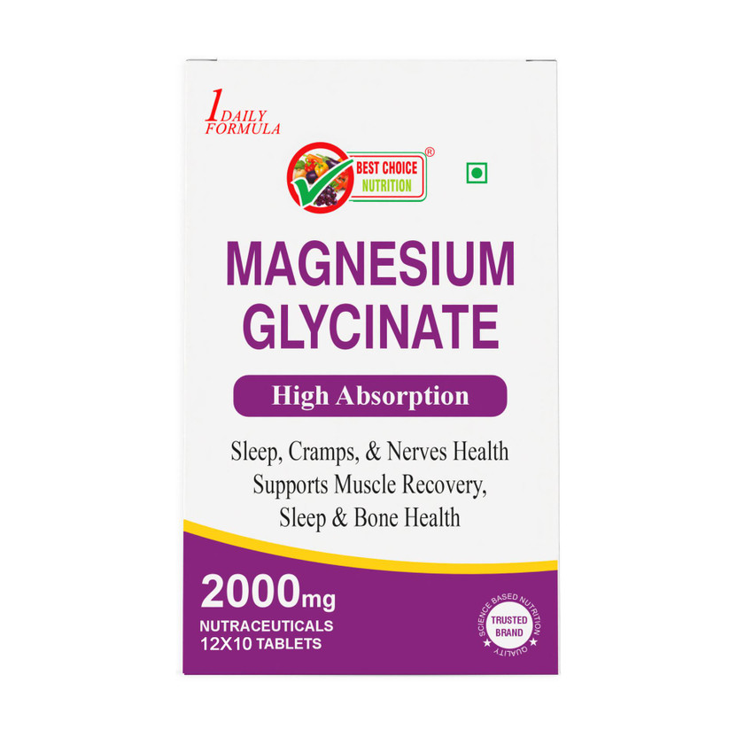 1DAILYFORMULA BEST CHOICE NUTRITION Magnesium Glycinate Tablets Muscle Recovery, Sleep & Nerve(120 Tablets)
