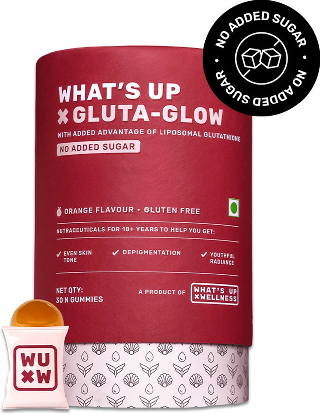 Flipkart What's Up Wellness Gluta-Glow Gummies | Brighten Skin, Reduce Dark Spots | For Men & Women |(30 No) - Flipkart Deal
