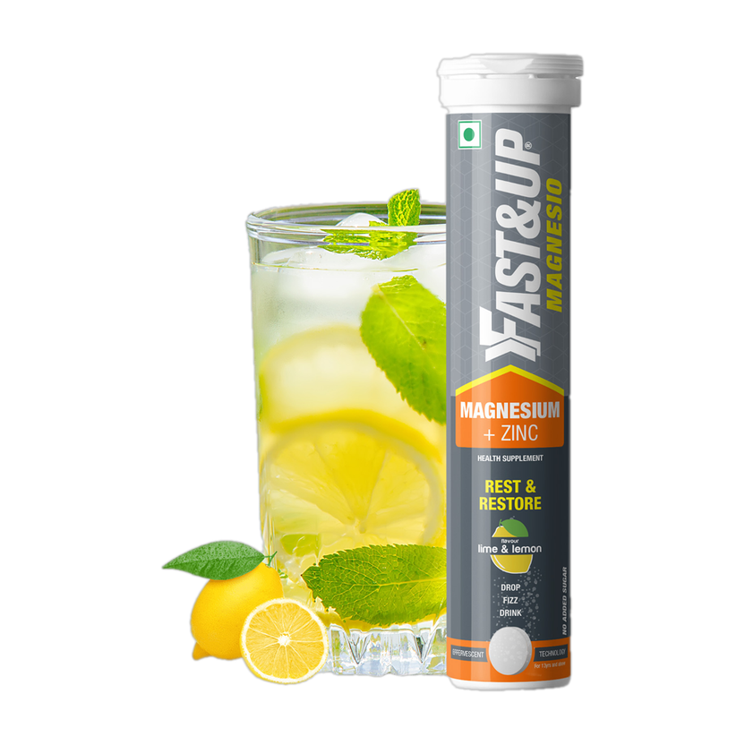 FAST&UP Magnesium Supplement +Zinc,Anti Stress,Muscle Recovery,Anxiety Relief- Lime&Lemon(20 Tablets)