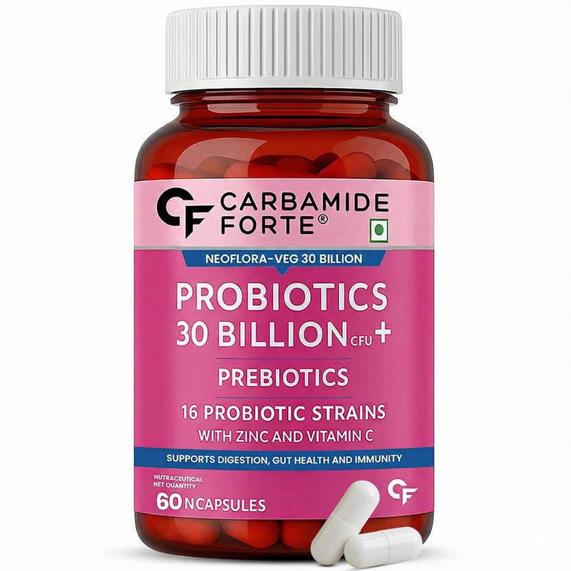CARBAMIDE FORTE 30 Billion Probiotics & Prebiotics Supplement for Women & Men(60 No)