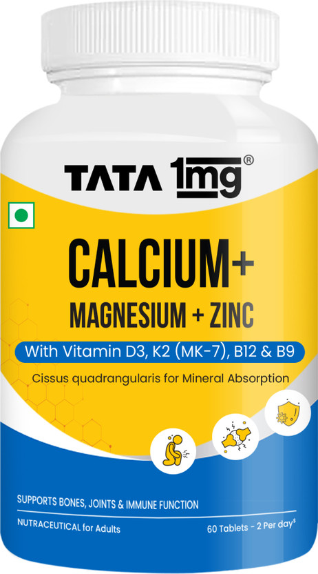 TATA 1mg Calcium Magnesium Zinc with D3 & K2(60 Tablets)