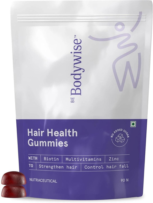 Be Bodywise 30 mcg Biotin Hair Gummies |3 Months Pack| Stronger Hair &Nails|No Added Sugar(90 No)
