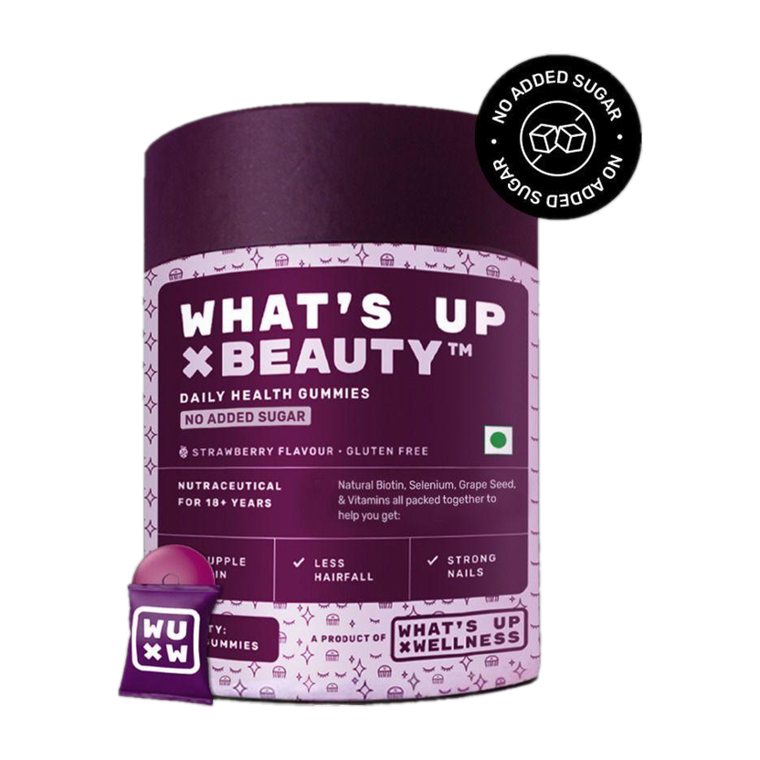 What's Up Wellness Natural Biotin Gummies | Reduce Hair Fall, Dark Spots | No Added Sugar |(30 No)