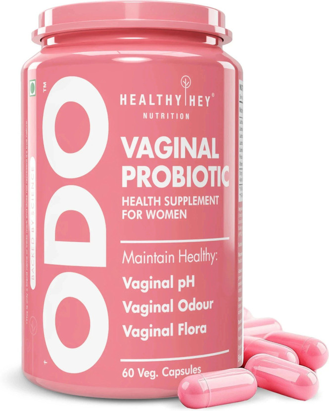 HealthyHey Nutrition ODO Vaginal Probiotics for Women – Supports pH Balance & Healthy Vaginal Flora(60 Capsules)
