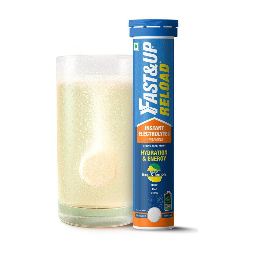 FAST&UP Reload - Low Sugar Hydration Drink. 5 Essential Electrolytes, Lime Lemon Flavor(20 Tablets)