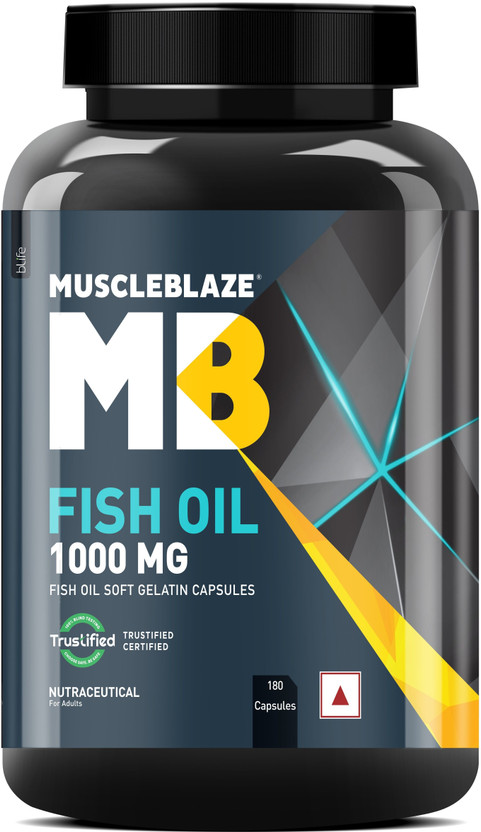 MUSCLEBLAZE Omega 3 Fish Oil 1000 mg (180mg EPA and 120mg DHA)(180 Capsules)