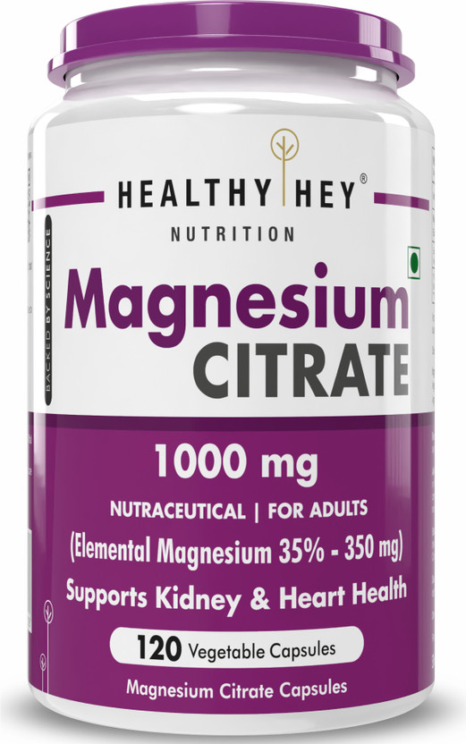 HealthyHey Nutrition Magnesium Citrate - Vegetable Capsules(120 No)