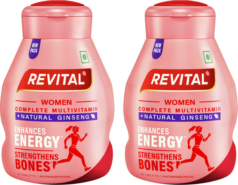Revital H Women with 22 Multivitamins & Minerals such as Calcium, Iron, Biotin -60 Tablets(2 x 30 Capsules)