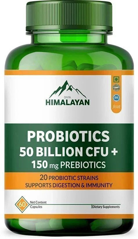 Divya Himalayan Probiotics 50 Billion CFU Supplement for Improved Digestion and Boosted Immunity(60 Capsules)
