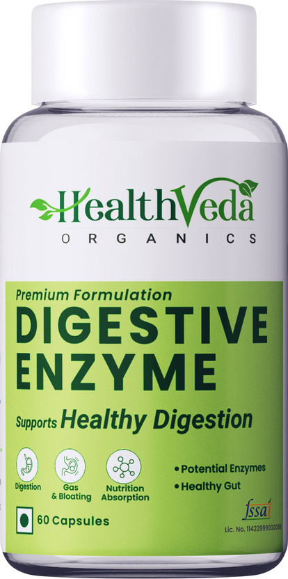 Health Veda Organics Digestive Enzymes for Healthy Digestion(60 Capsules)