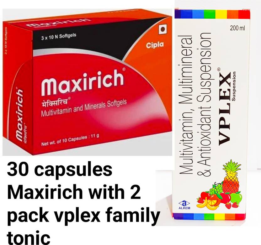 Maxirich Multivitamin 30 capsules with 2 pack Vplex family tonic Price