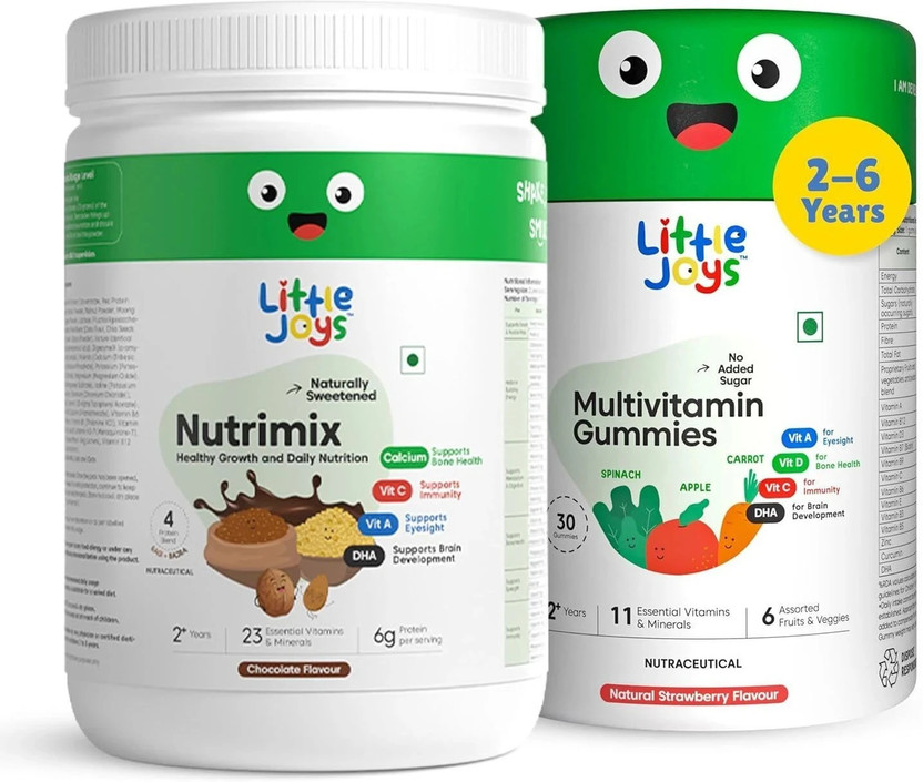 Little Joys Immunity Booster Kit (2-6 yrs) Nutrimix Powder 350g & Multivitamin Gummies 30N(2 x 1 No)