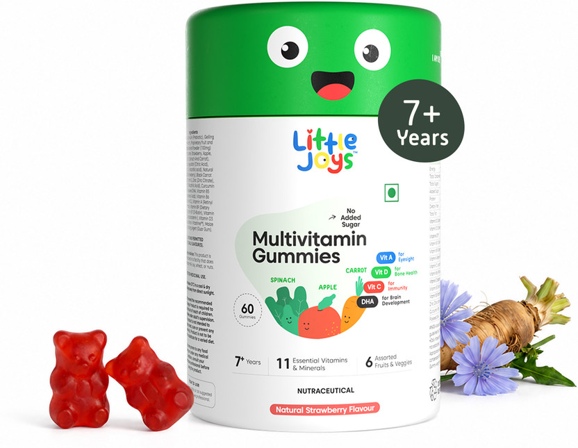 Little Joys Multivitamin Gummies for Kids 7-12 years | Strawberry Flavor | Boosts Immunity(60 No)