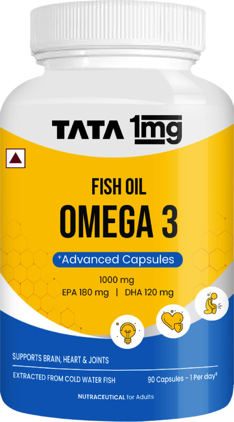TATA 1mg Fish Oil Capsules for Heart and Bone Health(90 Capsules)