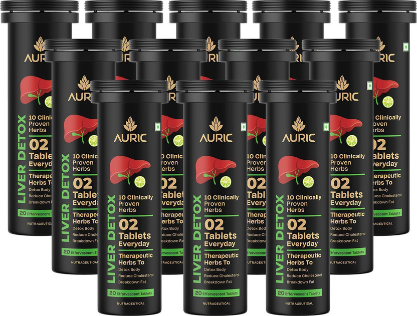 Auric Liver Detox Supplement 240 Tablets Ayurvedic Formula(12 x 20 Tablets)