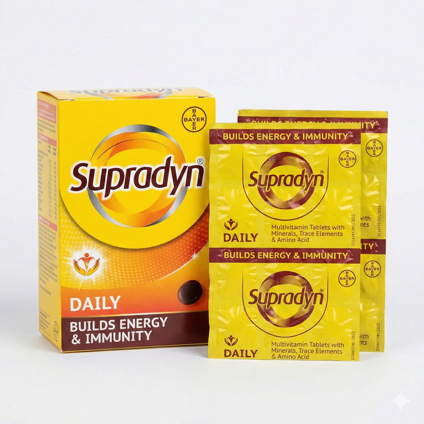 Supradyn Daily Multivitamin Tablets for Men & Women with Zinc, Vit C & B12 for Immunity(2 x 15 Tablets)