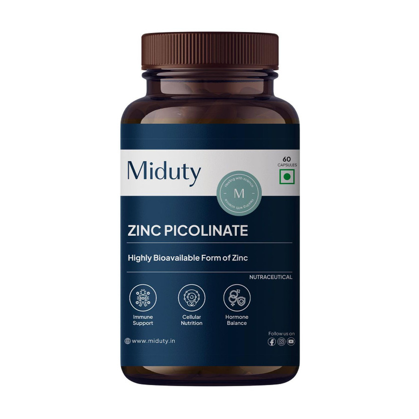 Miduty Miduty Zinc Picolinate 50 mg-Chelated Zinc Supplement(60 Capsules) - Flipkart Deal