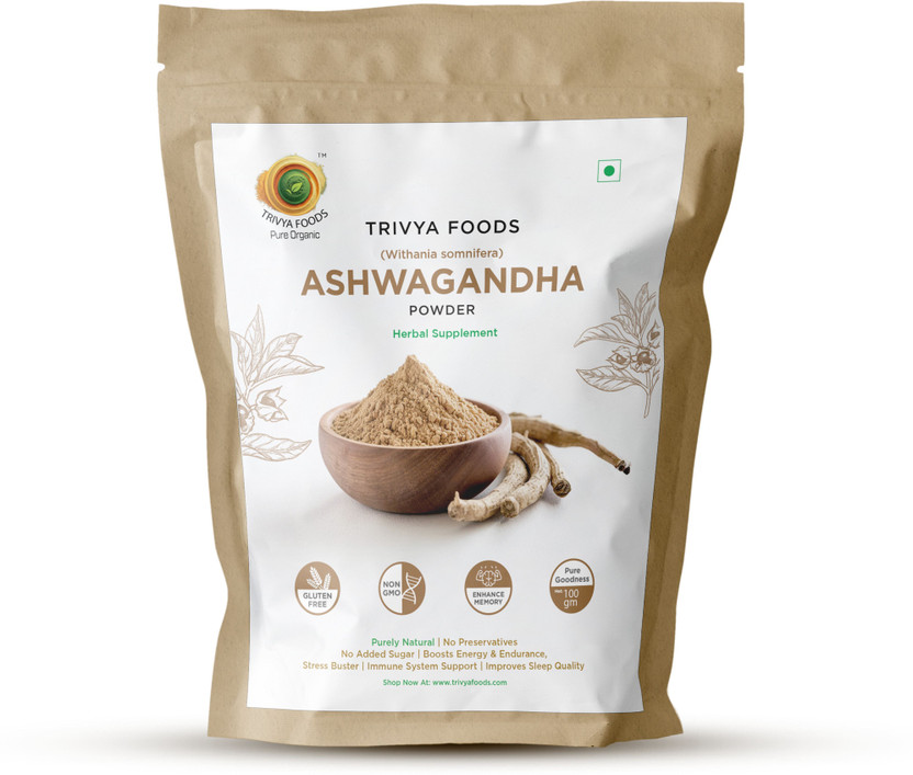 TRIVYA TRIVYA FOODS Organic Ashwagandha Powder | Ayurvedic Care for Stress Relief(100 g) - Flipkart Deal