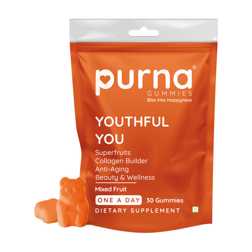 Purna Gummies Superfruits Collagen Mixed Fruit Flavor Gummies For Hair and Skin(30)