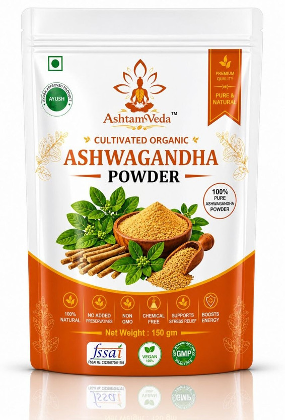 ASHTAMVEDA ASHTAMVEDA Premium Organic Ashwagandha Powder 150gm | 100% Pure Ashwagandha Root Powder(150 g) - Flipkart Deal
