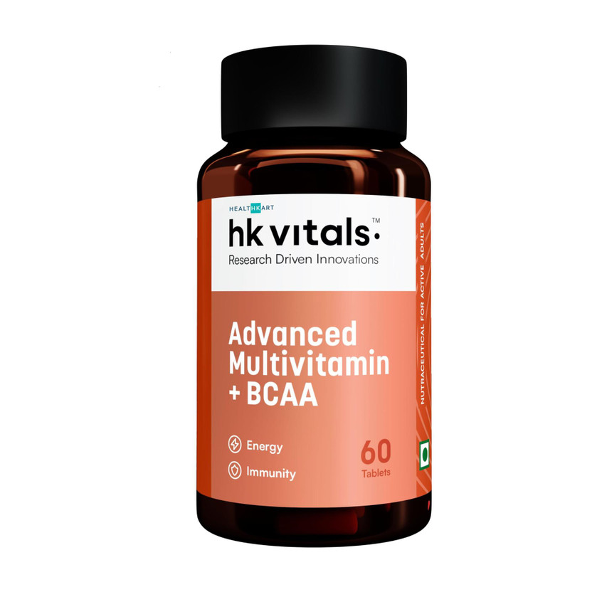hk vitals Advanced Multivitamin + BCAA - Minerals, Amino Acids, Hyaluronic Acid(60 Tablets)