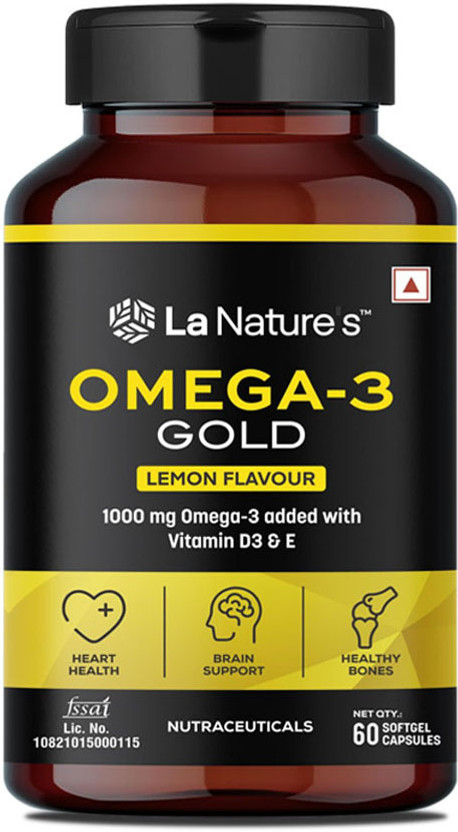 La La Natures Omega 3 Fish Oil 1000 mg Gold with Vitamin D and Vitamin E for Men and Women(60 Capsules) - Flipkart Deal