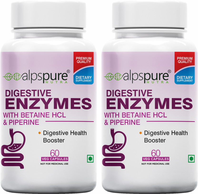 ALPSPURE Digestive Enzymes Supplement Multi-Enzyme Complex For Better Digestive Support(2 x 60 Capsules)
