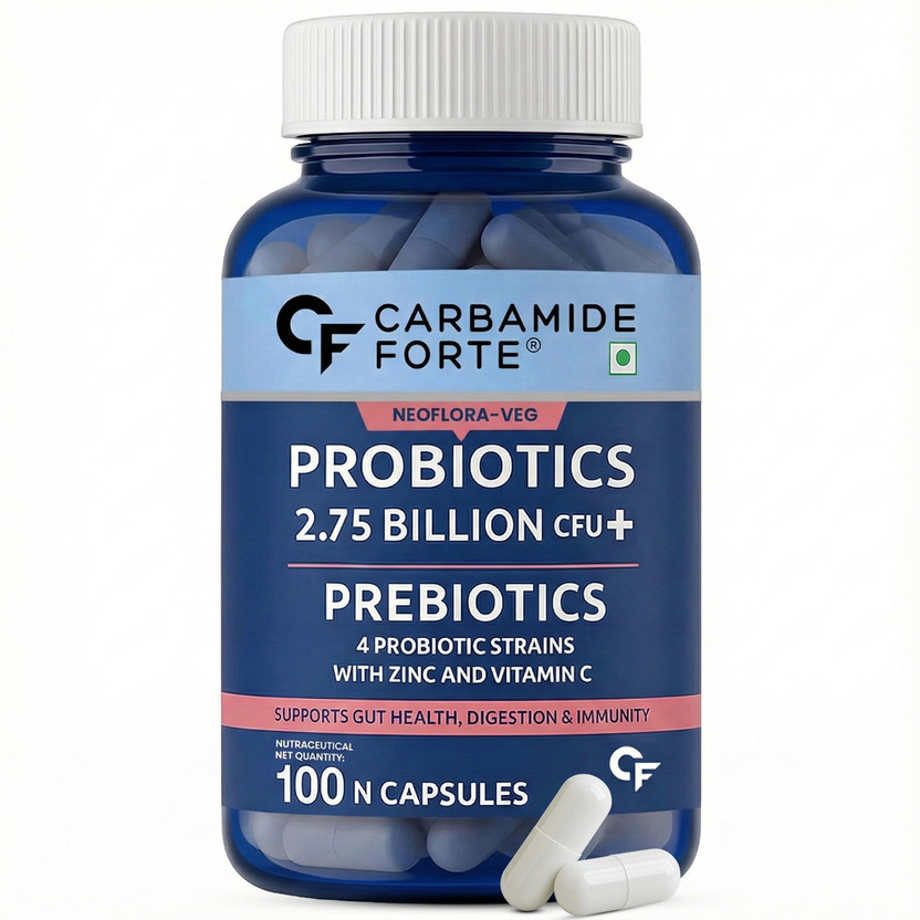 CARBAMIDE FORTE Probiotics & Prebiotics | Gut Health & Gas Relief Probiotics Supplement Capsules(100 No)
