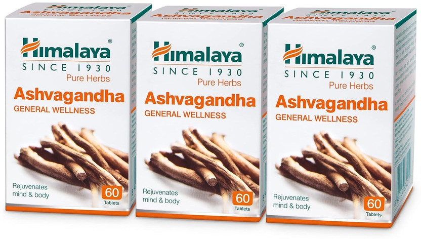HIMALAYA Ashwagandha General Wellness Tablets | Stress Relief Mind & Body - 3*60 Tablets(3 x 20 Tablets)