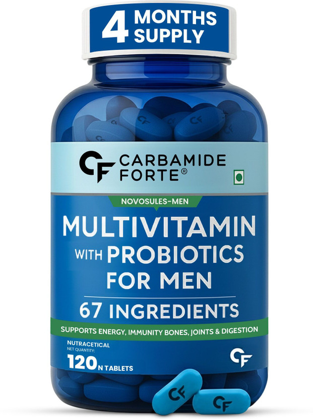 CARBAMIDE FORTE Multivitamin Tablets for Men with Minerals, Vitamins & Probiotics Supplement(120 Tablets)