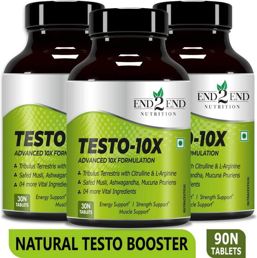 End2End End2End Nutrition Testo-10X Ayurvedic Testosterone Booster for Strength, Stamina and Performance(3 x 30 Tablets) - Flipkart Deal