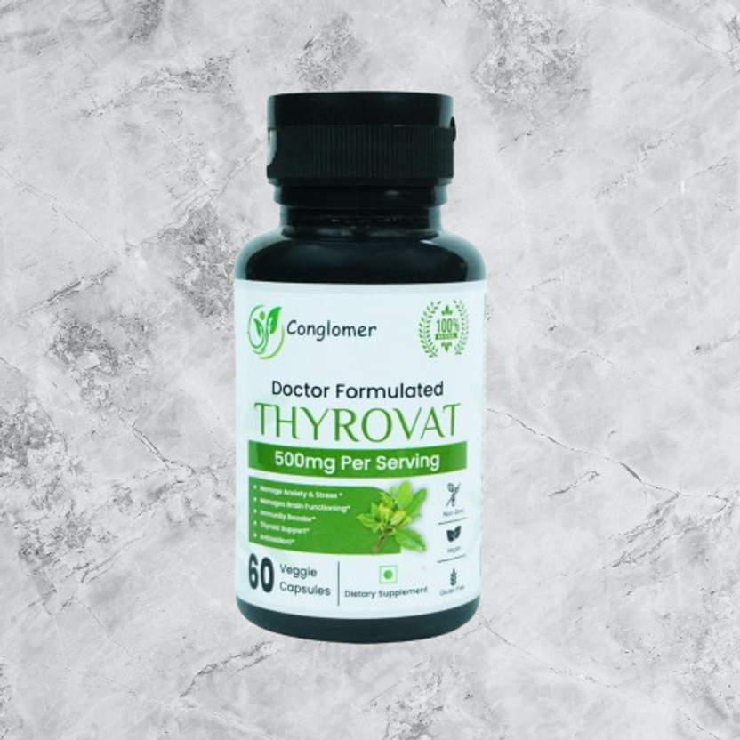 conglomer Thyrovat 500mg – Brain Health, Stress Relief & Antioxidant Vegan Capsules(60 Capsules)