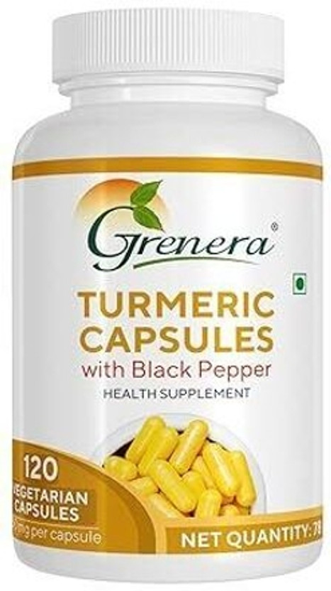 Grenera Turmeric Black Pepper Capsules, Curcumin Supplement, 650 mg each(120 No)