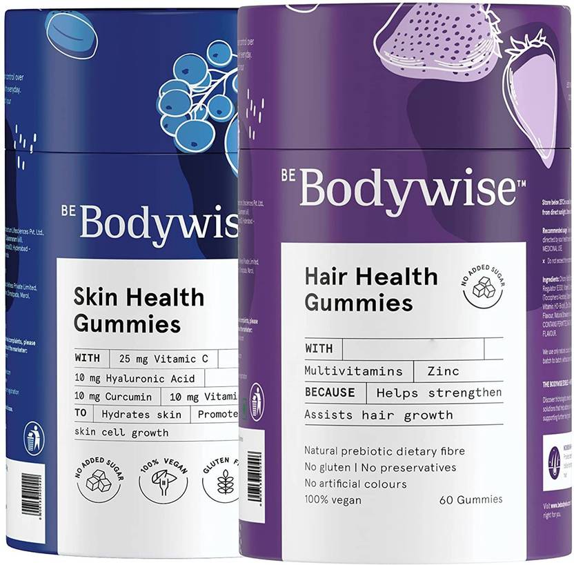 Bodywise Hair & Skin Nourish Kit 120 Gummies With Biotin & Vitamin C 2 Months Pack Price