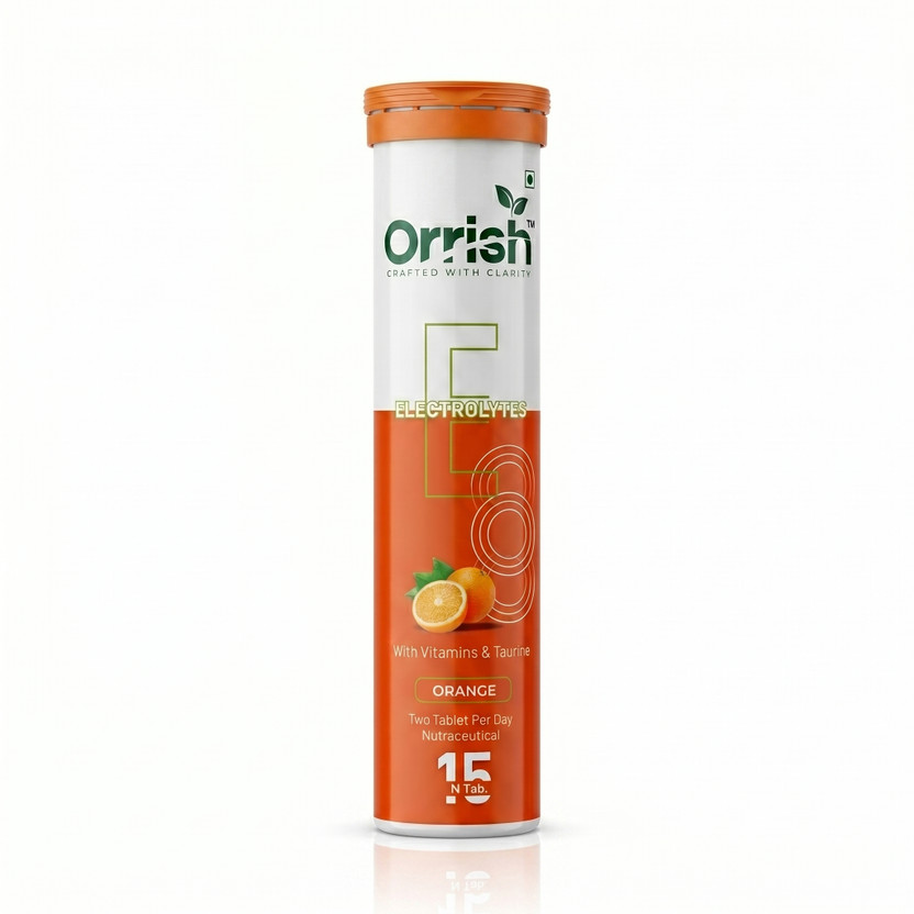 ORRISH Electrolyte Rehydration Energy Support Effervescent Tablets Orange Flavour Hydration Drink(15 Tablets, Orange Flavored)