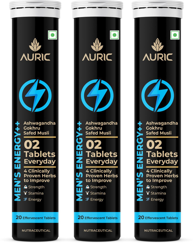 Auric Men S Energy++ Eff Tablets Helps Improve Vitality, Stamina & Strength(3 x 20 Tablets)