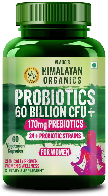 Vlado's Himalayan Organics Probiotics 60 Billion CFU+170mg Prebiotics Gut Health Supplements(60 Capsules)