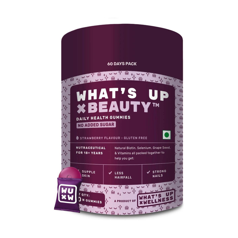 What's Up Wellness Natural Biotin Gummies 60 Day Pack No Added Sugar(60 No)