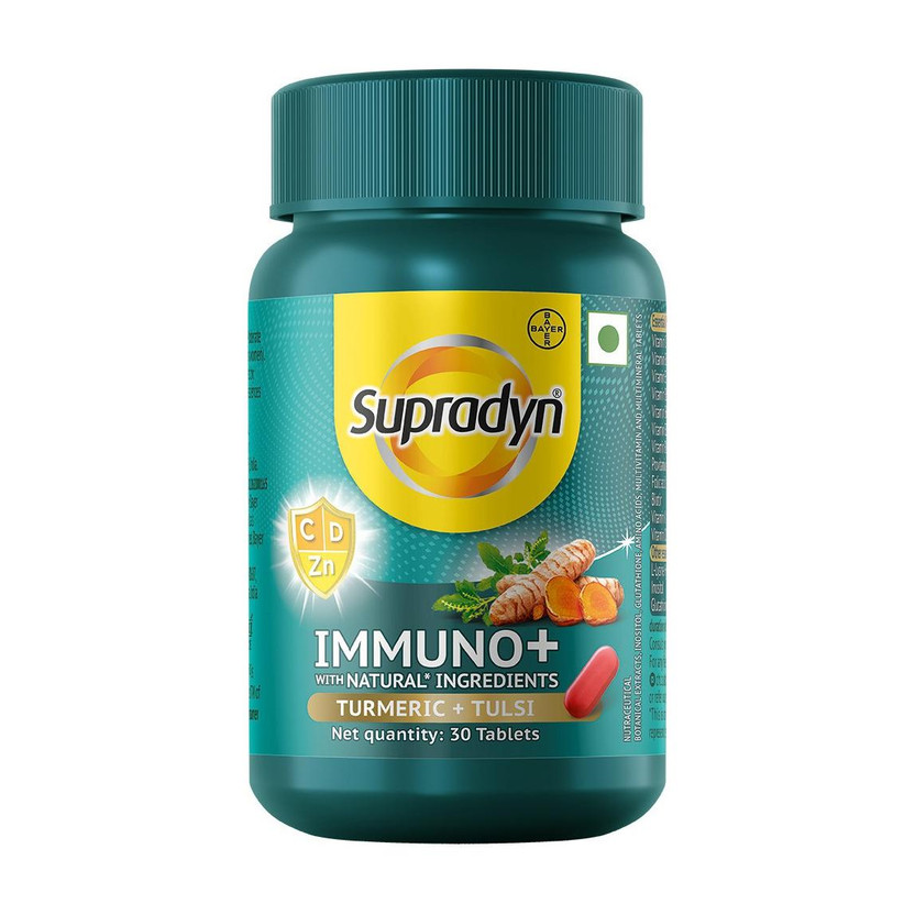 Supradyn Immuno+,Multivitamin,Immunity Booster with Vit C, Vit D, Zinc, 30 Tabs(30 Tablets)