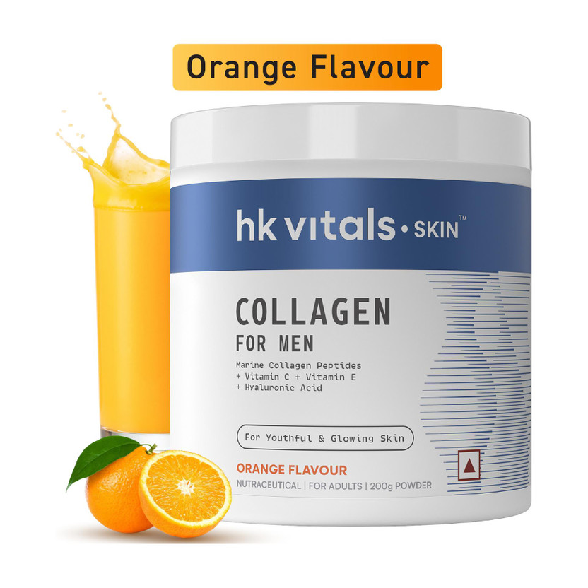hk hk vitals Collagen for Men, Orange | Marine Collagen Peptides with Vitamin C, E(200 g) - Flipkart Deal