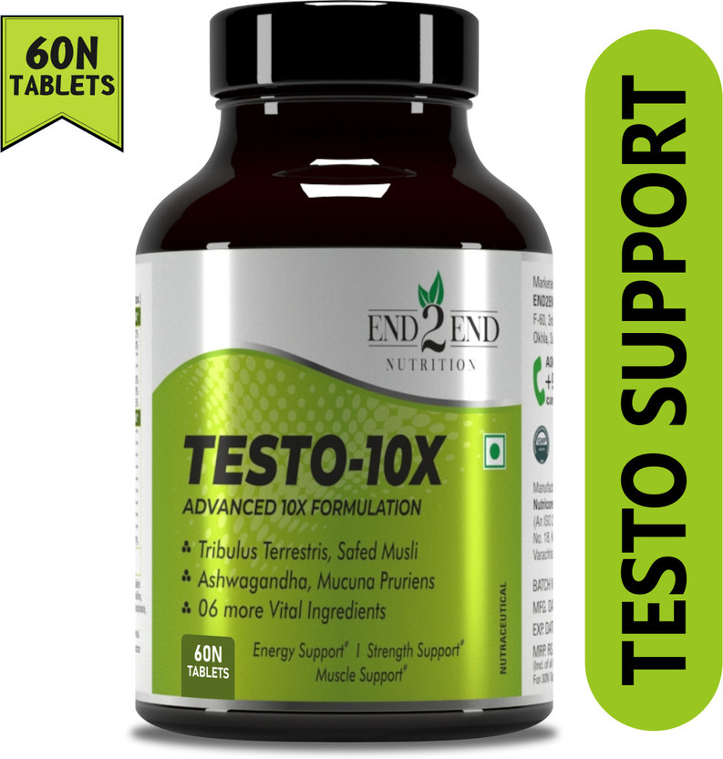 End2End Nutrition Testo-10X Testosterone Booster for Men, Natural Supplement for Strength, Stamina(60 No)