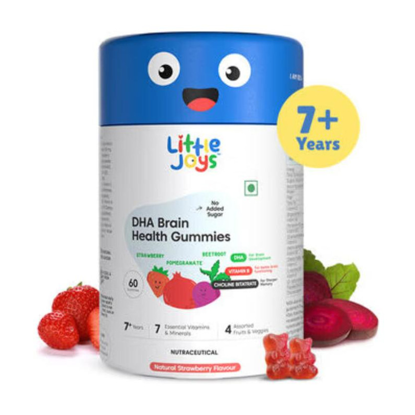 Little Joys DHA Brain Health Gummies (7-12 years) | Improves Sleep, Mood & Concentration(60 No)