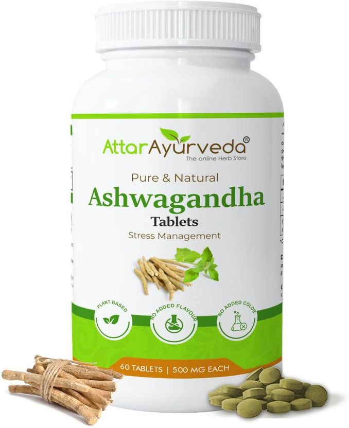 Attar Attar Ayurveda Ashwagandha Tablet for Vigor and Vitality 500 mg |Improves Strength and Energy(60 Tablets) - Flipkart Deal